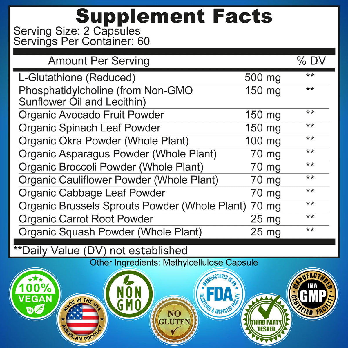 Complément alimentaire glutathion liposomal 500mg de SUPPLEMENTS STUDIO avec étiquette