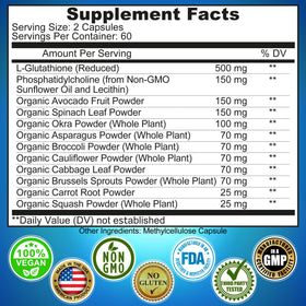 Complément alimentaire glutathion liposomal 500mg de SUPPLEMENTS STUDIO avec étiquette