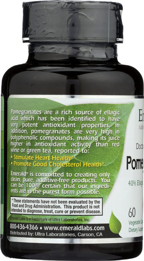 Complément alimentaire Grenade Emerald Laboratories, gélules dans un verre