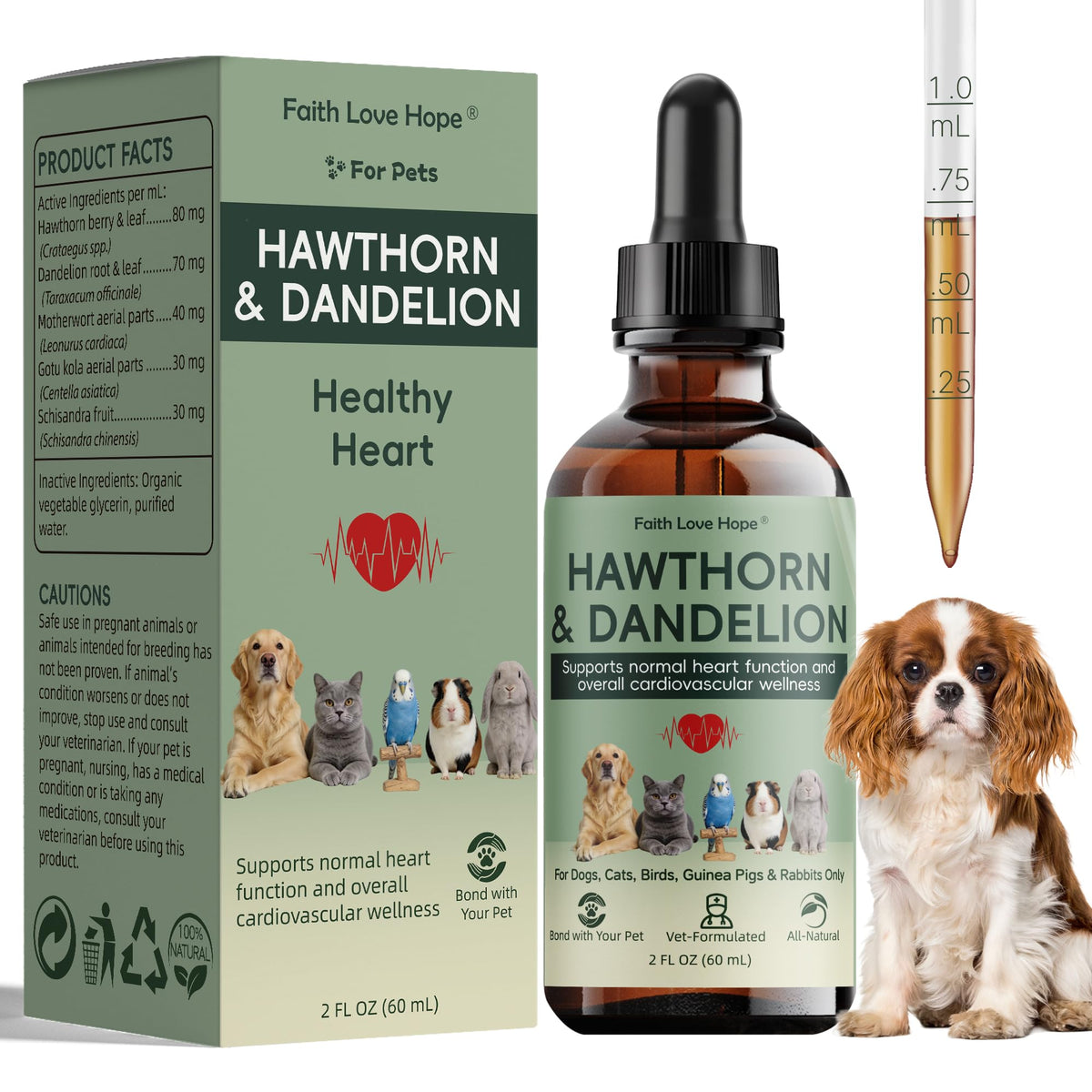 Complément alimentaire Hawthorn 66g pour chiens de Faith Love Hope