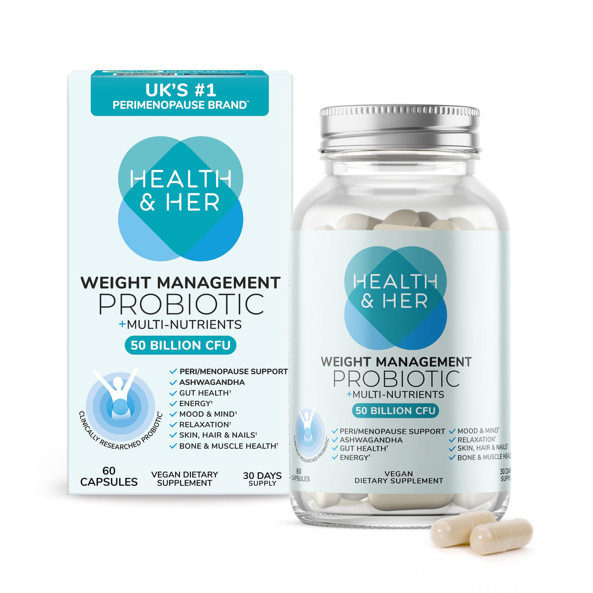 Complément alimentaire Health and Her Probiotiques 30 jours, vue de face