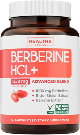 Complément alimentaire Healths Harmony Berbérine 500mg capsules devant