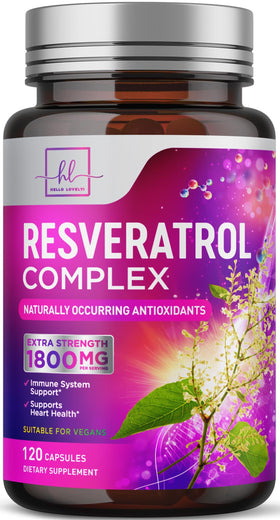 Complément alimentaire Hello Lovely! Resvératrol 1800mg, vue avant du flacon