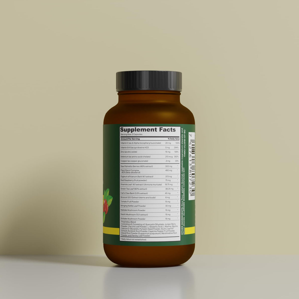 Complément alimentaire Herb Vitality Prostate 60 capsules avec étiquette visible
