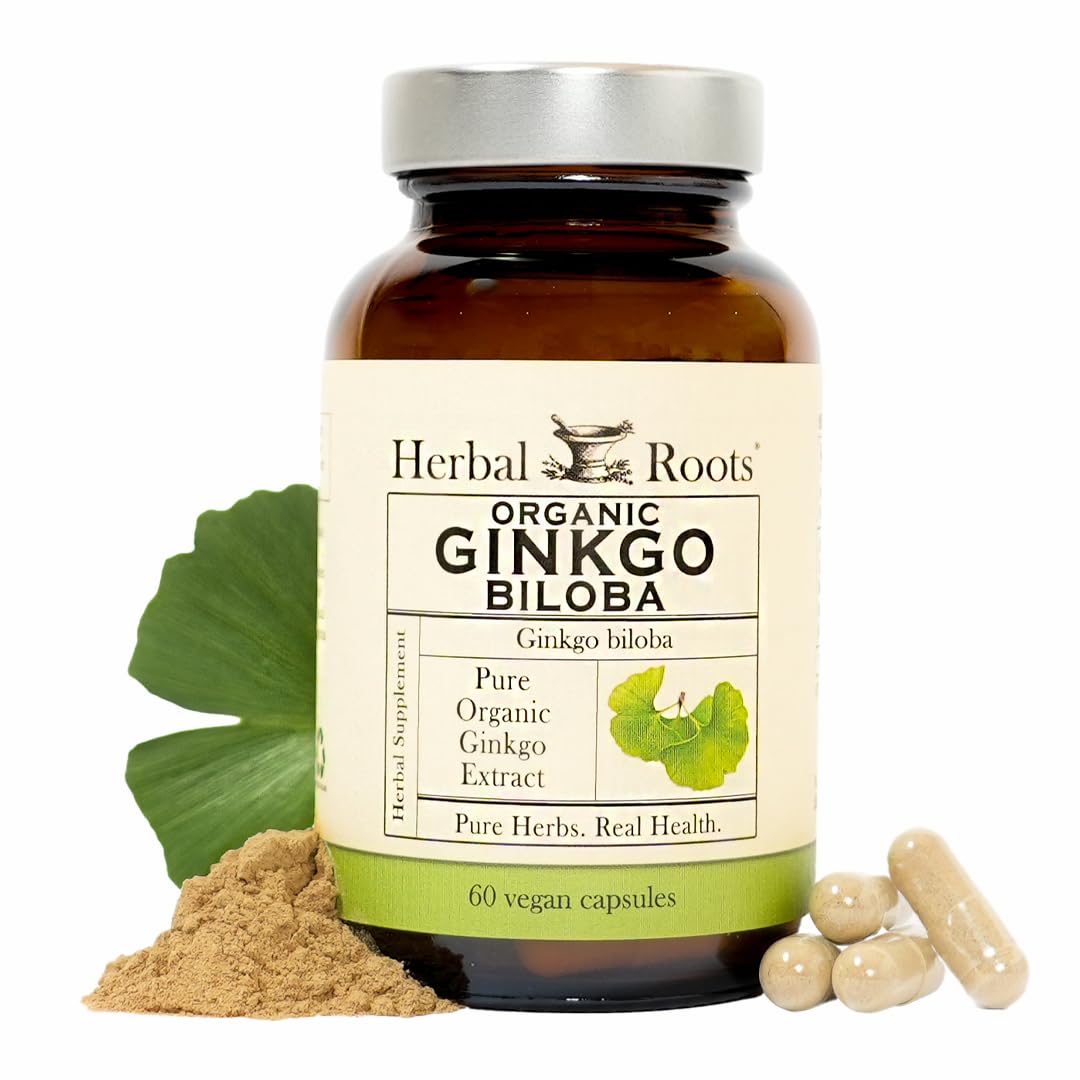 Complément alimentaire Herbal Roots Ginkgo Biloba 60 capsules végétales vue avant