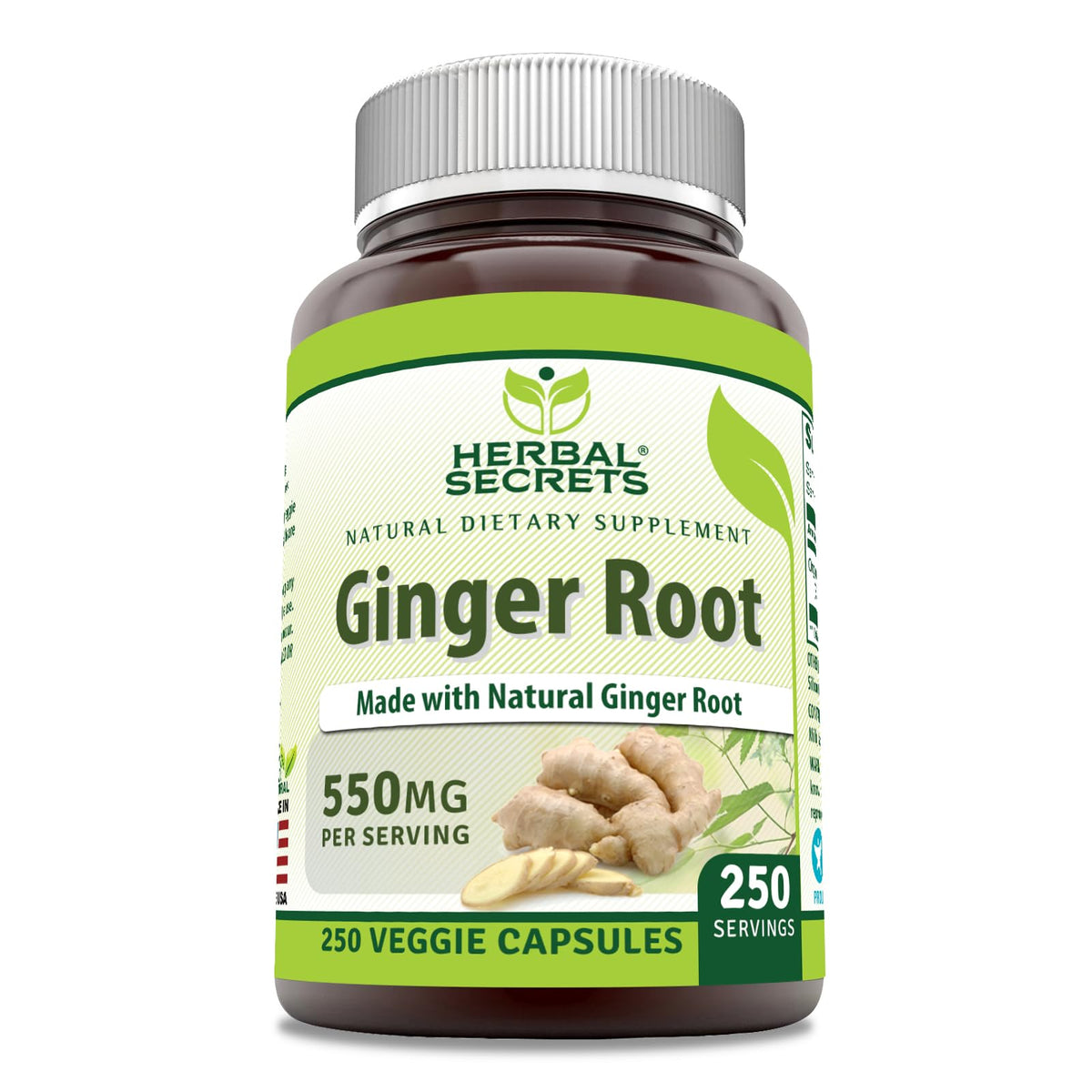 Complément alimentaire Herbal Secrets racine de gingembre 550 mg, vue de l'avant