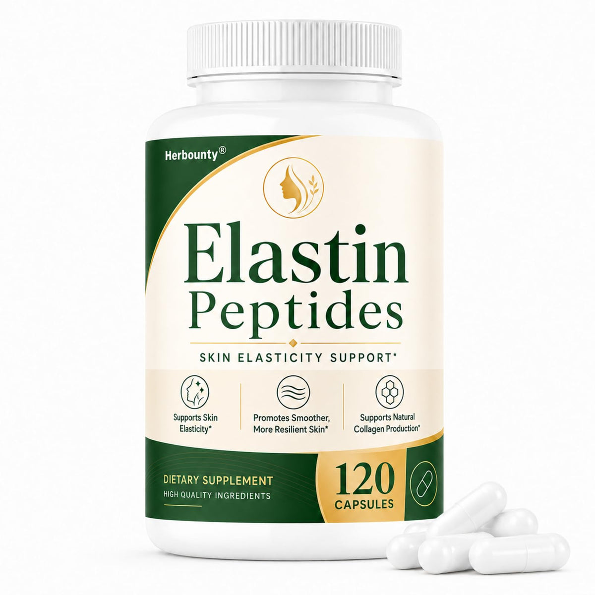 Complément alimentaire Herbounty Elastine 120 capsules vue de face