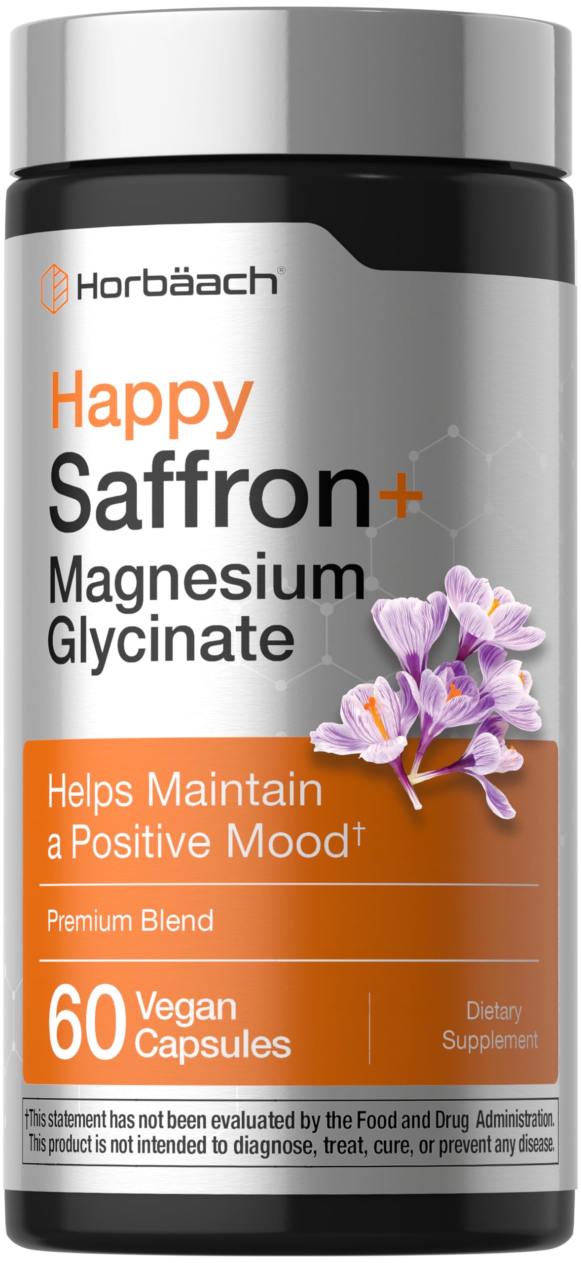 Complément alimentaire Horbäach Safran 60 capsules végétales vue de face