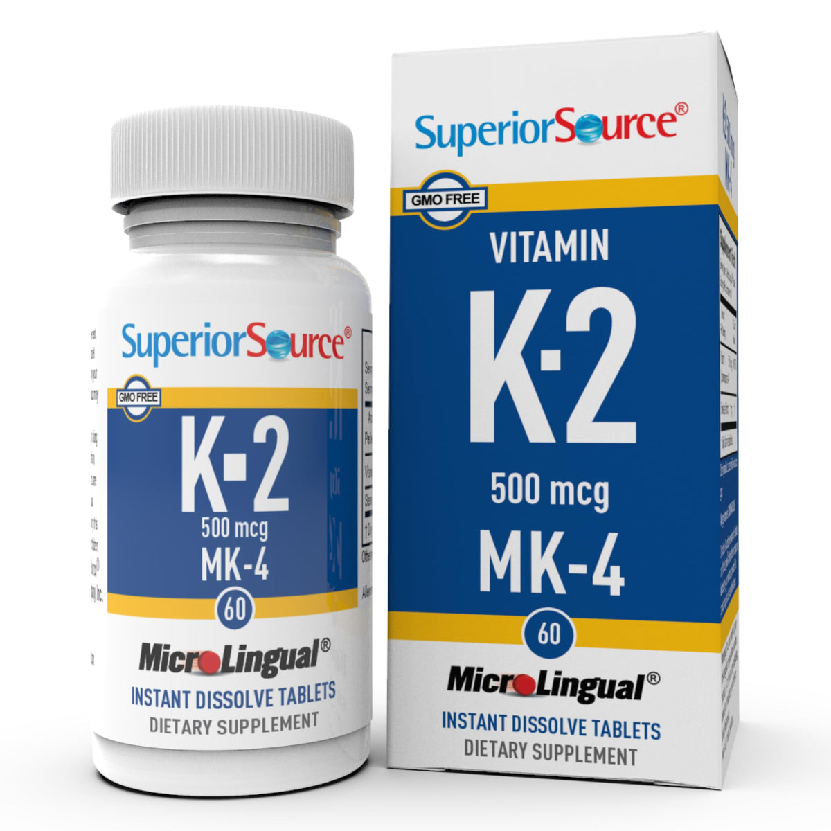 Complément alimentaire K2 500 mcg MK-4 de quality Source, boîte de 60 comprimés sublinguaux