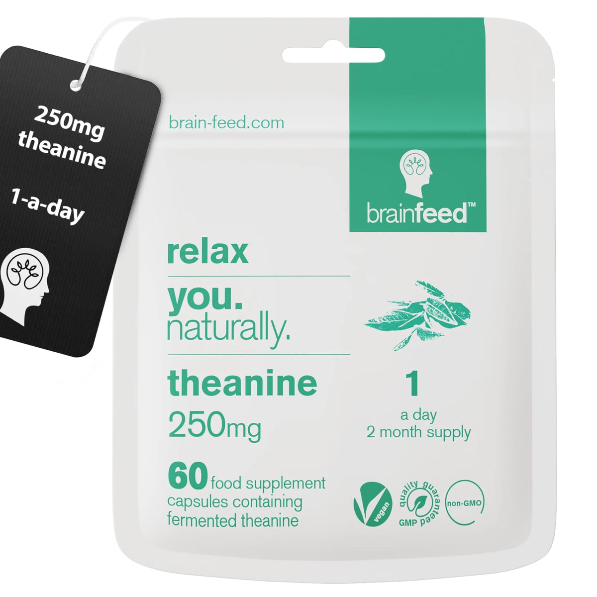Complément alimentaire L-Théanine 250mg brain feed, boîte de 60 capsules