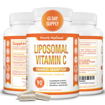 Complément alimentaire Liposomal Vitamine C 1000mg Purely Optimal - vue de face