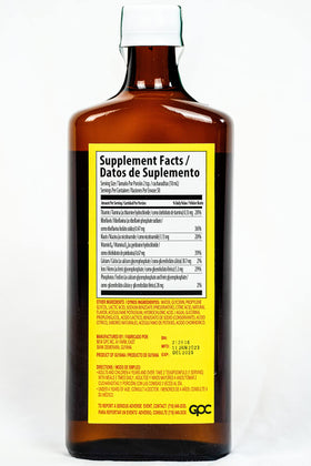 Complément alimentaire liquide 500ml avec bouchon et étiquette