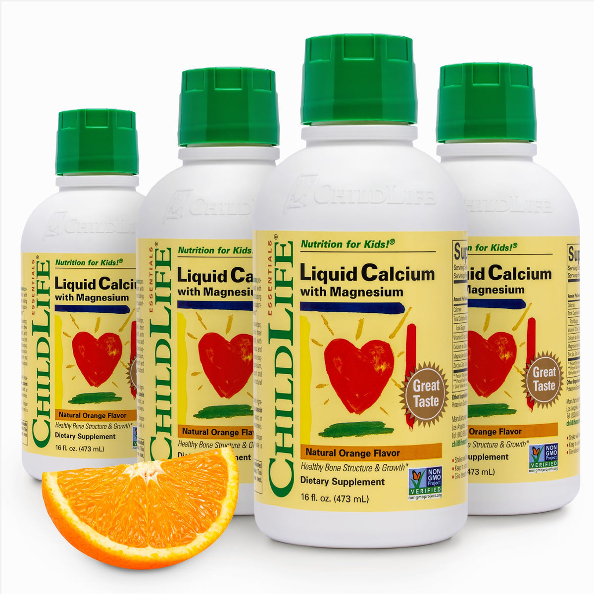 Complément alimentaire liquide Calcium CHILDLIFE ESSENTIALS 4 pack face avant