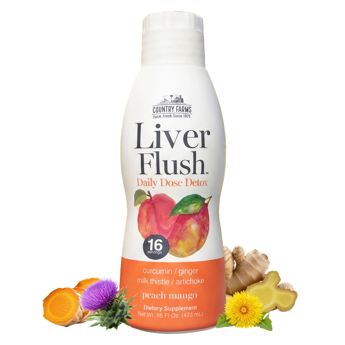 Complément alimentaire liquide Country Farms 473 ml saveur pêche mangue