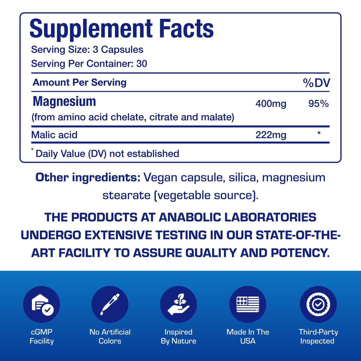 Complément Alimentaire Magnésium 400 mg Anabolic Laboratories vue de côté