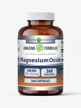 Complément Alimentaire Magnésium Oxyde 500 Mg d'Amazing Nutrition, vue de face.