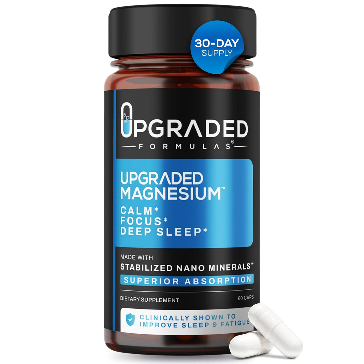 Complément alimentaire magnésium Upgraded Formulas 60 capsules vue de face
