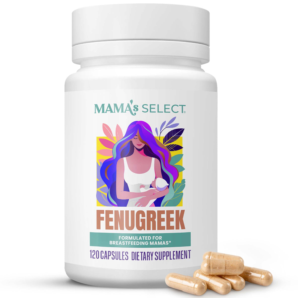 Complément alimentaire Mama's Select Fenugrec en capsules, vue de face