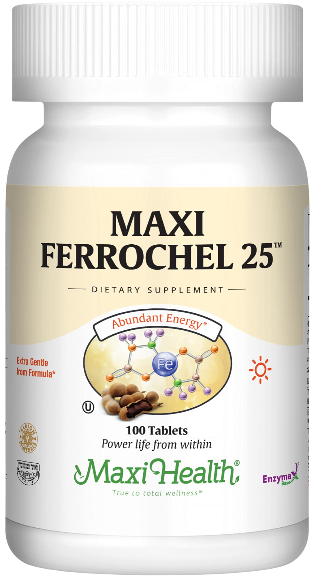 Complément alimentaire Maxi Health Fer 25mg 100 comprimés, vue avant