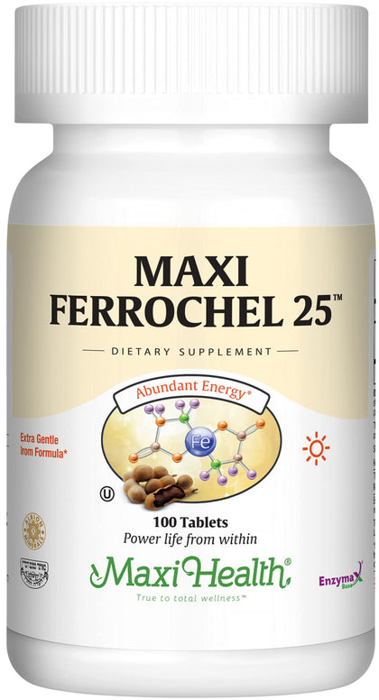 Complément alimentaire Maxi Health Fer 25mg 100 comprimés, vue avant
