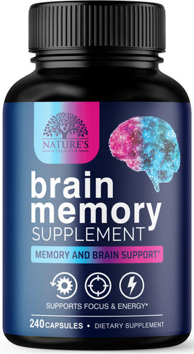 Complément alimentaire mémoire Nature's Strength 240 capsules vue de face