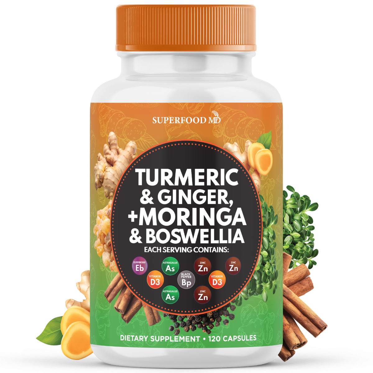 Complément alimentaire Moringa Curcuma Superfood MD, vue avant