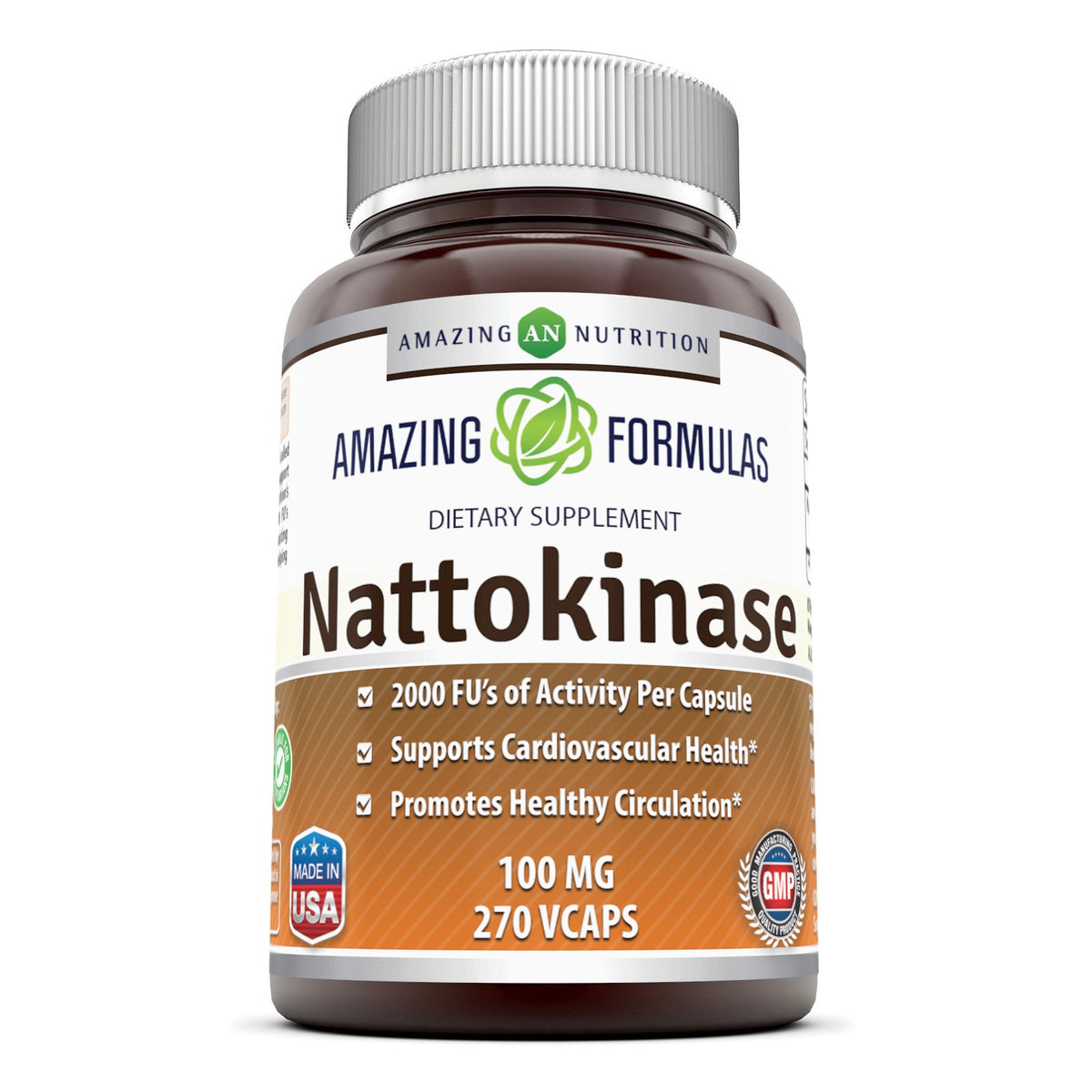 Complément Alimentaire Nattokinase 200 mg Amazing Nutrition, vue avant
