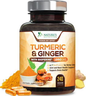 Complément alimentaire Nature's Nutrition Curcuma Gingembre 240 capsules vue de face