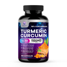 Complément alimentaire Nature's Peak Curcuma et Gingembre 360 capsules vue de face