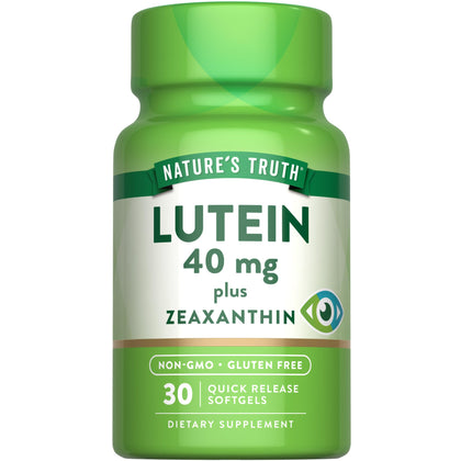 Complément alimentaire Nature's Truth Luteine 40mg, flacon avant avec étiquette