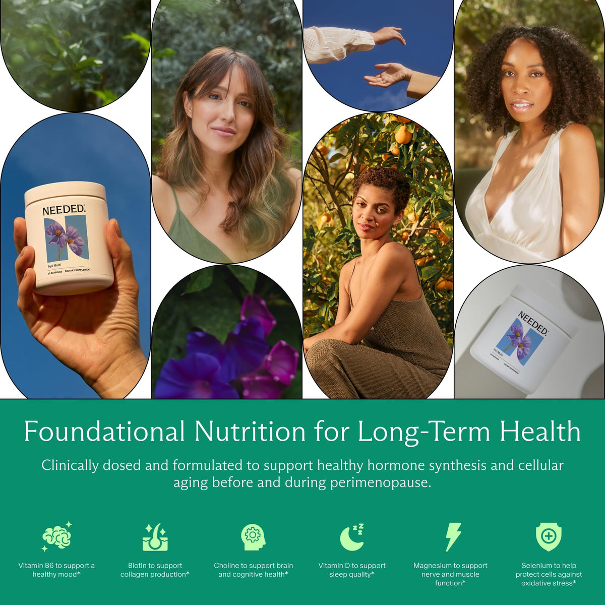 Complément alimentaire Needed. pour femmes, capsules sur une table