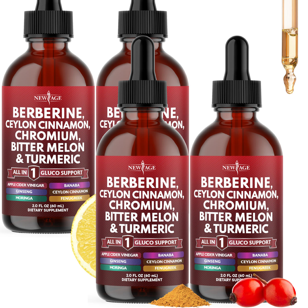 Complément alimentaire NEW AGE Berbérine avec Cannelle de Ceylan 240ml vue avant