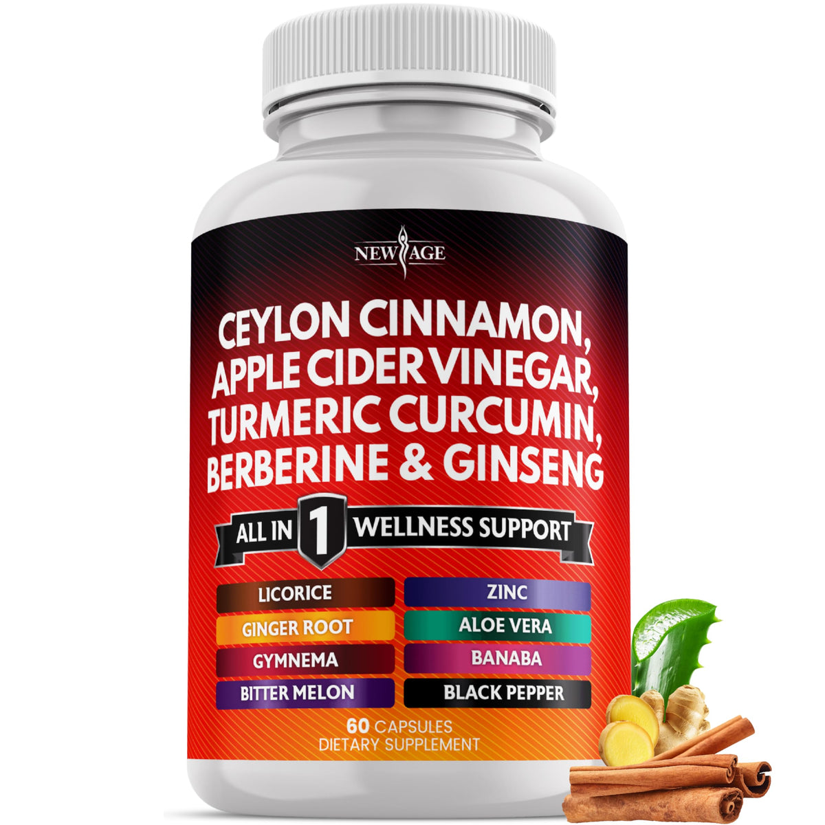 Complément alimentaire NEW AGE Ceylan 60 capsules vue de face