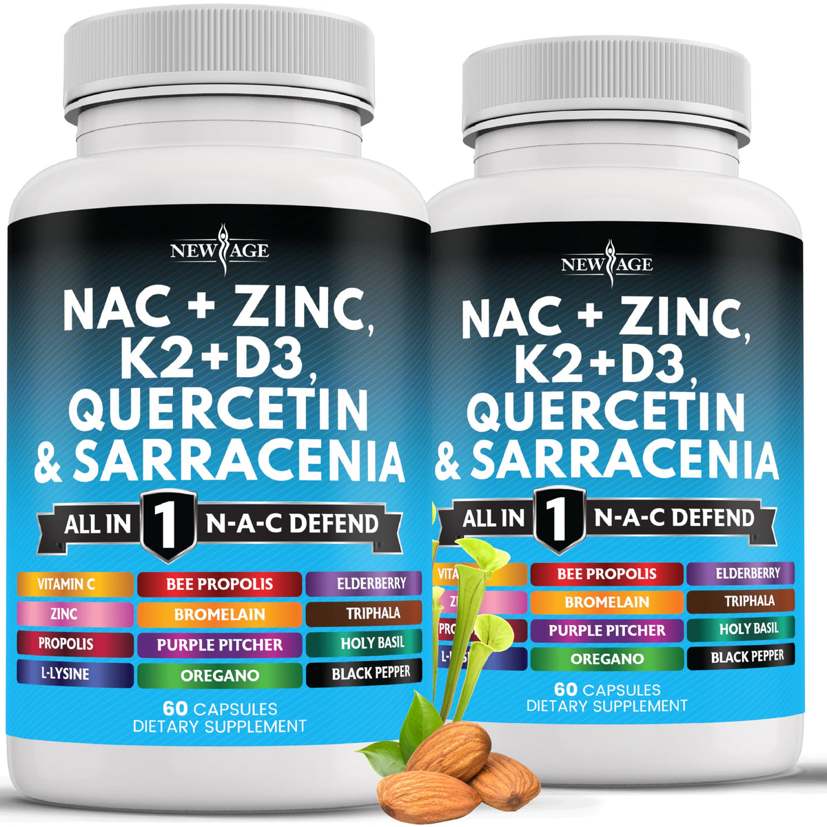 Complément alimentaire NEW AGE NAC 120 capsules avec vitamines D3 et K2