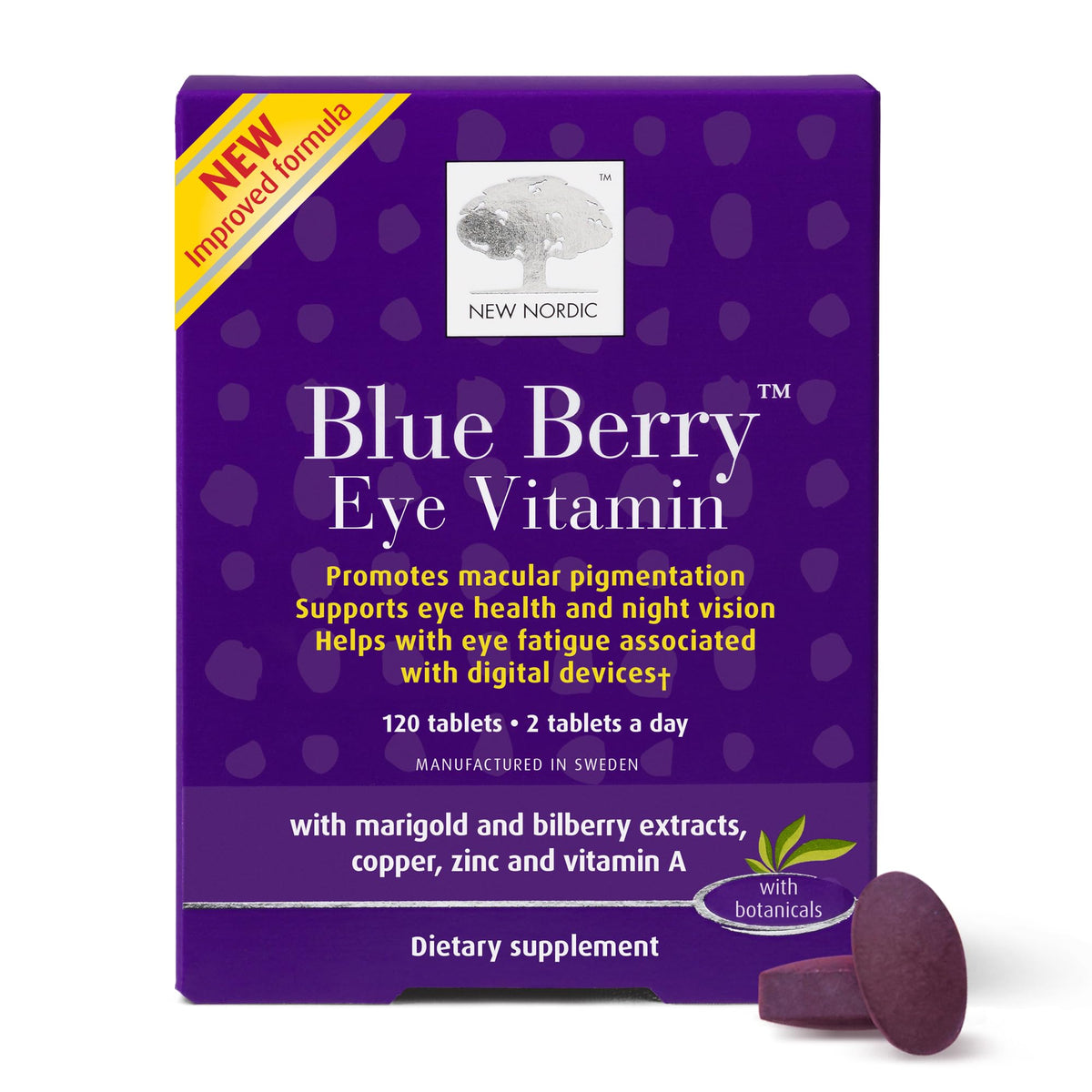Complément alimentaire NEW NORDIC Vitamines des Yeux 120 comprimés, vue de face