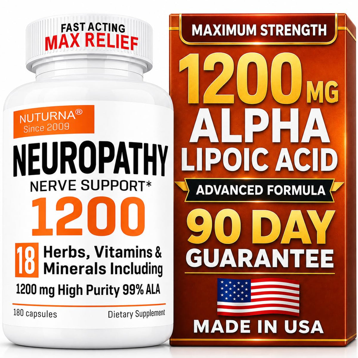 Complément alimentaire Nuturna 1200 mg Acide Alpha-Lipoïque vue de face
