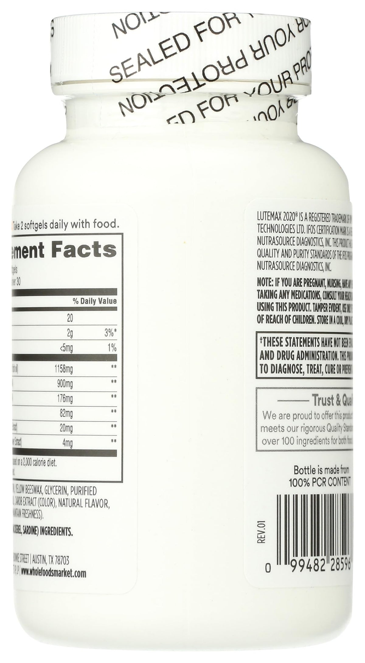 Complément Alimentaire Omega 3 60 Capsules de 365, arrière de l'emballage