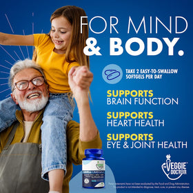 Complément Alimentaire Omega 3 Végétal sur une table en bois