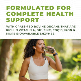 Complément alimentaire organes de bœuf, vue de côté