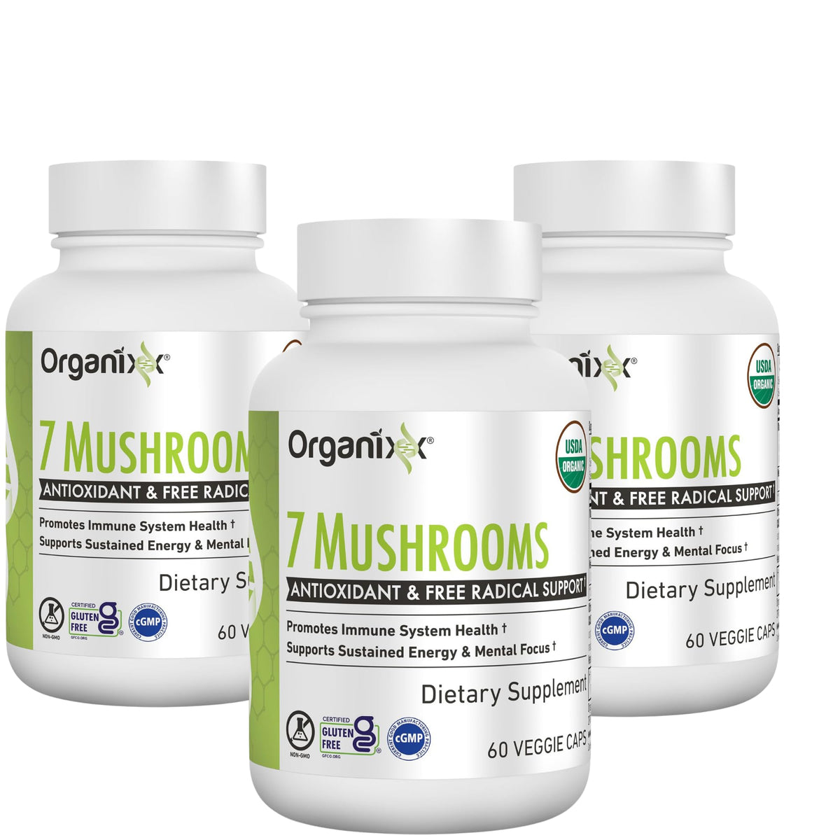Complément alimentaire Organixx 7 champignons en capsules, vue de face