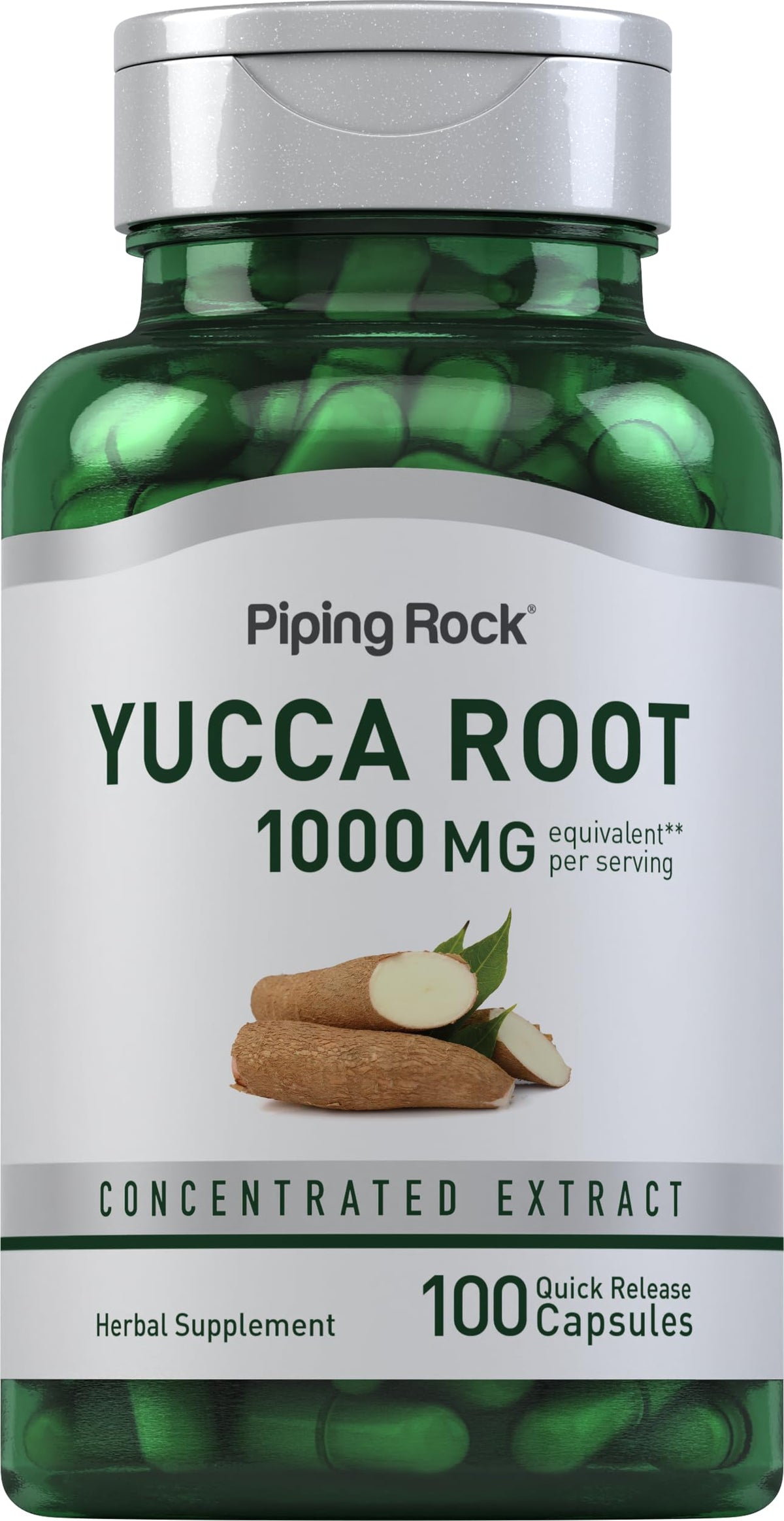 Complément alimentaire Piping Rock Racine de Yucca 100 capsules vue avant