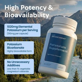 Complément alimentaire Potassium 1020 mg Life support - capsules dans un verre