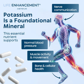 Complément alimentaire Potassium 1020 mg Life support - vue arrière de l'emballage