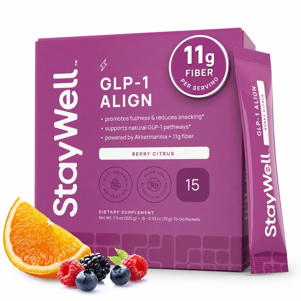 Complément alimentaire probiotique Stay-Well Naturals en poudre goût Baie Agrumes