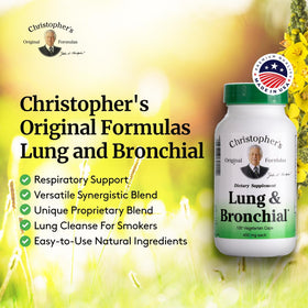 Complément Alimentaire Pulmonaire Christopher's sur une table avec des herbes