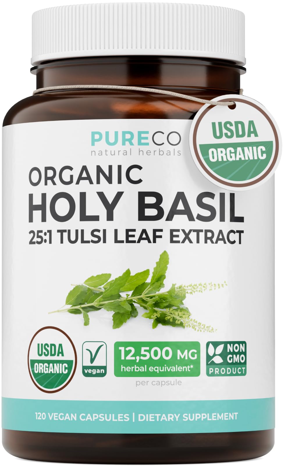 Complément alimentaire PURE CO Basilic Sacré 500mg vue de face