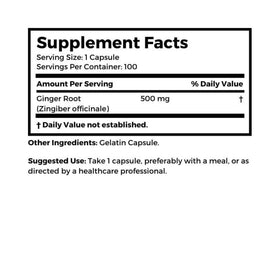 Complément Alimentaire Racine de Gingembre 500 mg de Dr Clark Store, boîte arrière