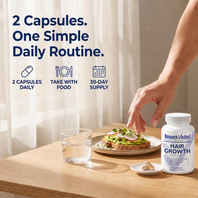 Complément alimentaire Research Verified, capsules sur une surface claire