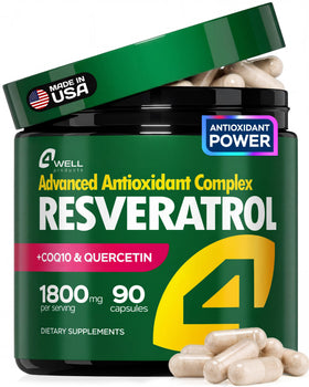 Complément alimentaire Resvératrol 1800mg 90 capsules de 4Well Products, vue de face