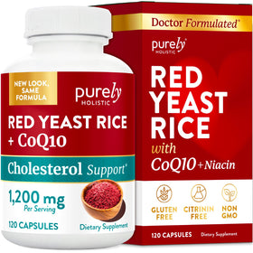 Complément alimentaire Riz Rouge avec CoQ10 1200 mg Purely Holistic vue avant